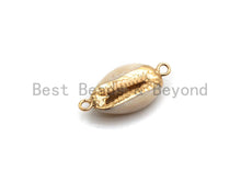 Load image into Gallery viewer, Gold Plated Cowrie Shell Connector, Double Bails Cowrie, Cowrie Charms, Gold Cowrie, Cowrie Necklace, Boho Charm, 12x24mm, Sku#V38