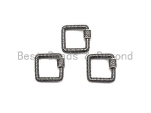 Load image into Gallery viewer, Fully Clear Cz Micro pave Square Shape Clasp, CZ Pave Square Clasp, Antique Silver Carabiner Clasp, 23mm, sku#H181