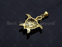 Load image into Gallery viewer, 18K Gold Turtle Pendant,Tortoise Charm, Animal Pave Pendant, Gold Turtle Charm, 21x26mm, Sku#LK51