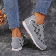 Load image into Gallery viewer, Flower Print Lace-Up Sneakers