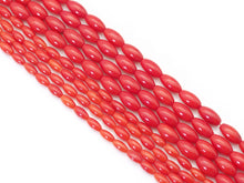 Load image into Gallery viewer, 5x9mm Red Coral in Rice Shape Smooth Beads, Sku#U1453