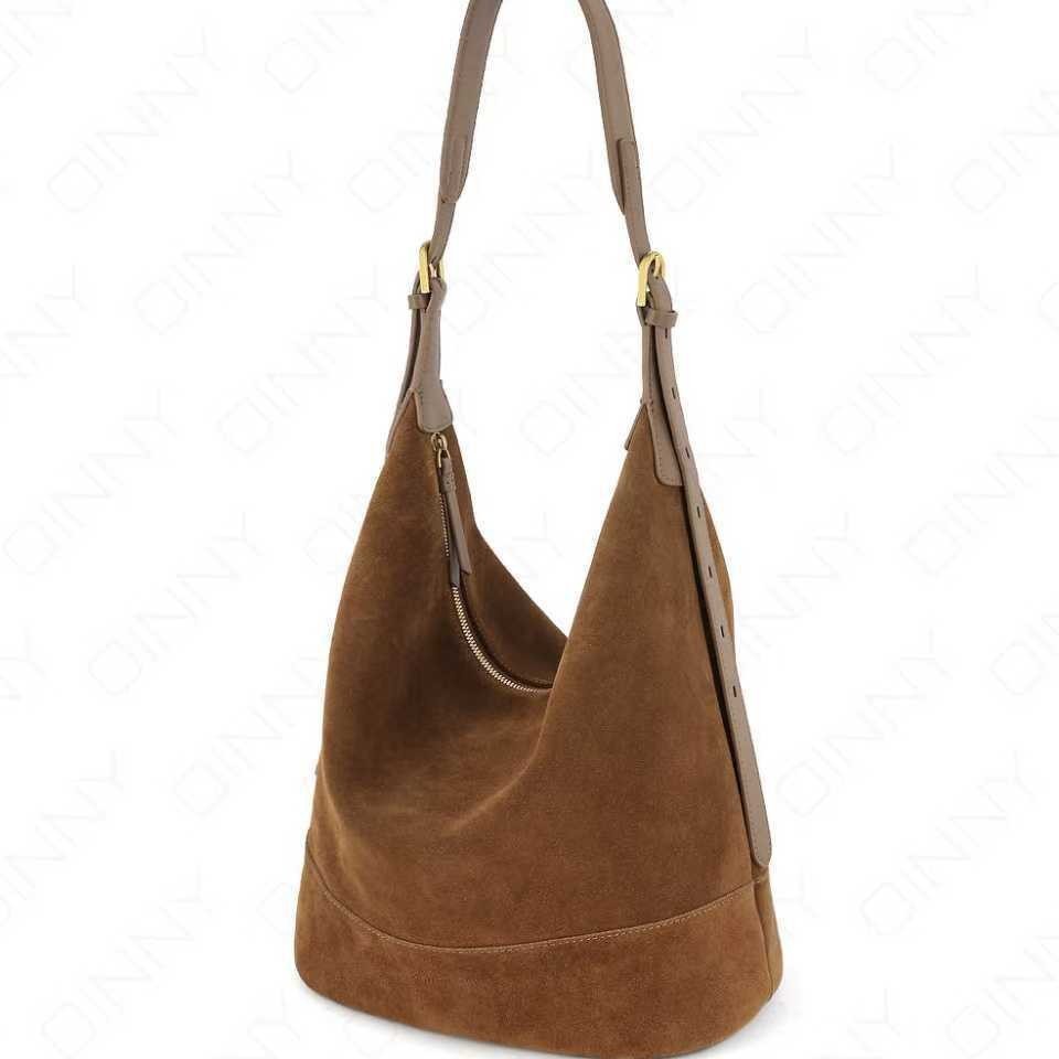Retro Suede Bucket Bag – Women's Slouchy Shoulder & Crossbody Bag | PU Leather Commuter Handbag