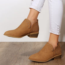 Load image into Gallery viewer, Women's Retro Studded Pointed-Toe Ankle Boots | Chunky Heel Slip-On