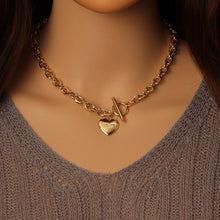 Load image into Gallery viewer, Thick Square Link Chain Love Heart Pendant Necklace, sku#EF489