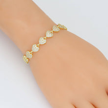 Load image into Gallery viewer, Gold Silver Clear CZ Heart Bracelet, Sku#A331