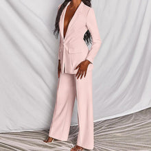 Load image into Gallery viewer, Lapel Button-Down Blazer &amp; Straight-Leg Trousers Suit