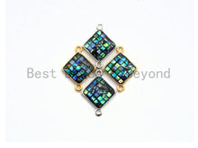 Load image into Gallery viewer, 100% Natural Abalone Shell  Connector Diamond Shape with Gold/Silver Plated Edging, Abalone Shell Charm 14x18mm,SKU#Z288