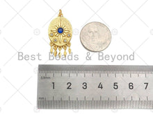 Load image into Gallery viewer, Gold Filled Cobalt CZ Micro Pave North Star On Oval Shape Pendant, 18K Gold Filled Medallion Charm, Necklace Bracelet Charm,16x26mm,Sku#L568