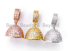 Load image into Gallery viewer, CZ Micro Pave Tassel Head, Gold Plated Tassel, 24x15mm Pendant, Sku#L121