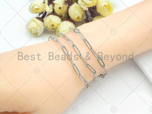 Load image into Gallery viewer, 4x12mm Stainless Steel Paperclip Chain by Yard, Silver Unfinished Jewelry Chains, Wholesale Paper Clip Chain, non-tarnishing Chain, sku#A99