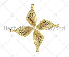 Load image into Gallery viewer, Golf Filled Colorful CZ Micro Pave Triangle Shell Shape Pendant, 18K Gold Filled Rainbow Charm, Necklace Bracelet Charm,14x28mm,Sku#LK331
