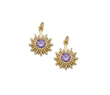 Load image into Gallery viewer, Purple CZ Gold North Star Sunflower Charm, Sku#LK763
