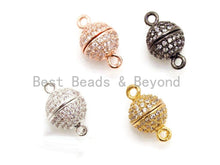 Load image into Gallery viewer, 8mm/10mm/12mm/14mm/16mm CZ Micro Pave  Strong Magnetic Round Clasp, Cubic Zirconia Magnetic Clasp, Gold Rose Gold Clasp, sku#H55