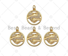 Load image into Gallery viewer, CZ Micro Pave Hug Heart On Round Ring Shape Pendant/Charm,CZ 14K Dainty Gold Charm, Necklace Bracelet Charm Pendant,16x19mm,Sku#CP18