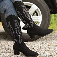 Load image into Gallery viewer, Women's Point Toe Block Heel Boots – Suede Mid Heel Ankle Boots