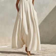 Load image into Gallery viewer, Linen Blend Sleeveless Stand-Collar Maxi Dress – 5 Colors S–3XL