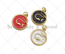 Load image into Gallery viewer, Enamel Snake on Round Coin Pendant,Enamel Snake Pendant,Enamel Pendant,Enamel Jewelry,17x20mm, Sku#L449