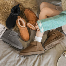 Load image into Gallery viewer, Women's Stylish Faux Plush Slip-On Short Snow Boots | Faux Fur Lined Winter Boots