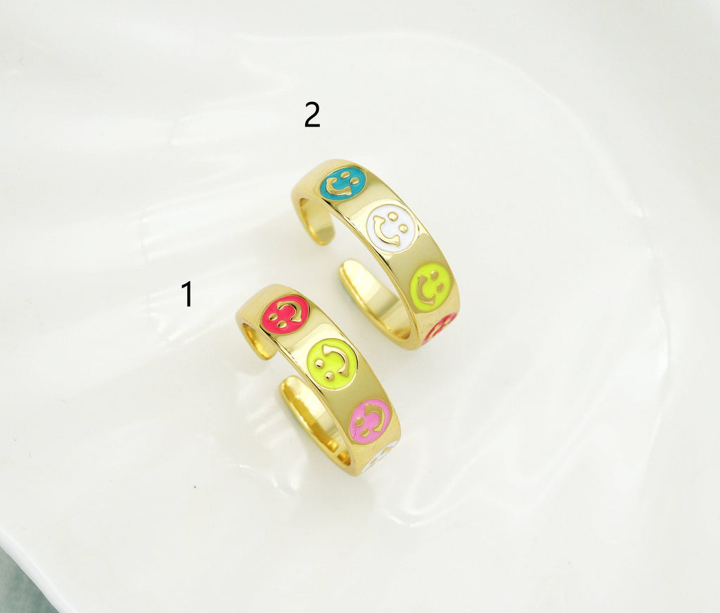 Enamel Smiley Face Band Ring,LD152