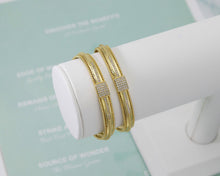 Load image into Gallery viewer, CZ Middle Line Gold  Open Cuff Bracelet, Sku#B155