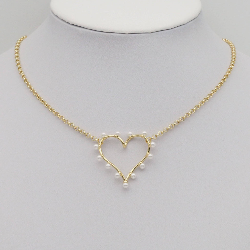 Pearl Heart Connector Pendant Charm, Sku#LK884