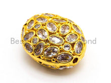 Load image into Gallery viewer, 25mm/18mm CZ Micro Pave Large Oval Spacer Beads Diamond Crystal for Bracelet/Necklace, Cubic Zirconia Large Space Beads, 1pc, sku#G303