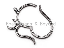 Load image into Gallery viewer, Black CZ Pave On Black Micro Pave Large Om Pendant, 42x46mm, Ohm Yoga Pendant Beads, Pave OM Charm, SKU#F382