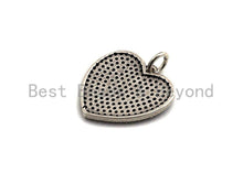 Load image into Gallery viewer, CZ Micro Pave Heart Shape Pendant, Antique Silver Tone, Cubic Zirconia Pave Heart Charm Pendant, 22mm,sku#F1024