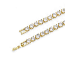 Load image into Gallery viewer, Silver Gold CZ Heart Link Heart Drop Statement Necklace, Sku#A120