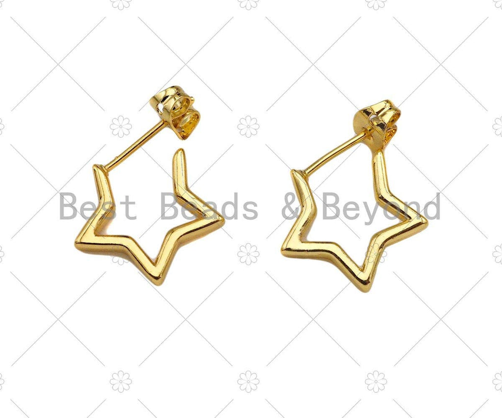 18K Gold Five Point Star Earrings, SKU#LD62