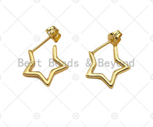 Load image into Gallery viewer, 18K Gold Five Point Star Earrings, SKU#LD62