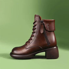 Load image into Gallery viewer, Women's Vintage Chunky Heel Ankle Boots | Microfiber Leather Side Zipper Low-Top