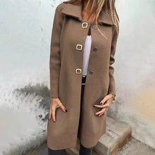 Load image into Gallery viewer, Women's Solid-color Mid-length Wool Coat With A Single-breasted Design