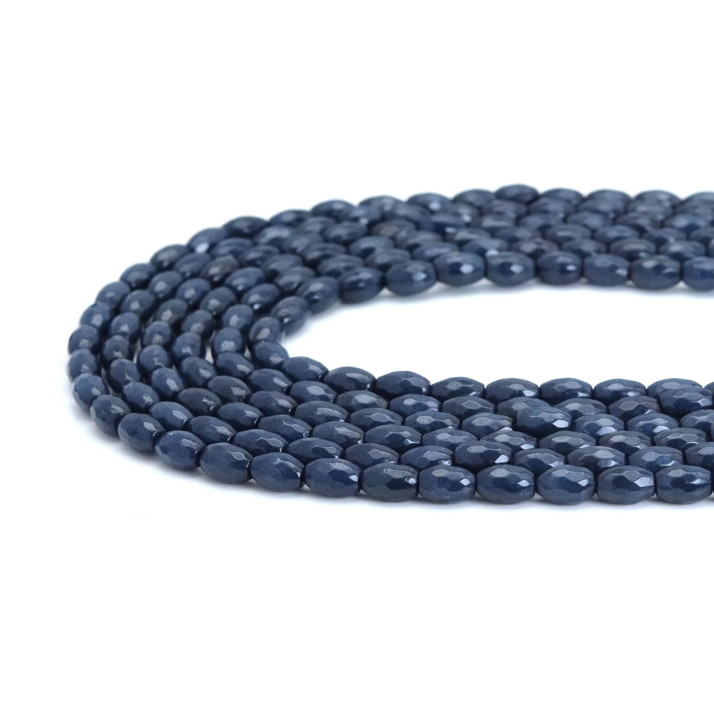 6x9mm Sapphire Jade Faceted Rice Beads, Sku#U2033