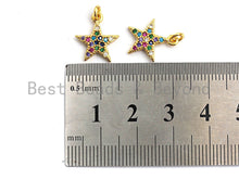 Load image into Gallery viewer, CZ Colorful Micro Pave Five Point Star Pendant, Five Point Star Shaped Pave Pendant, Gold plated, 12x14mm, Sku#F753
