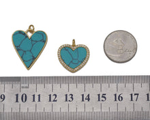 Load image into Gallery viewer, CZ Turquoise Heart Butterfly Charm, Sku#L657
