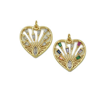 Load image into Gallery viewer, Trapezoid CZ on Hollow Out Heart Charm, Sku#F1487