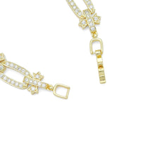 Load image into Gallery viewer, CZ Oval Flower Rectangle Link Gold Silver Bracelet, Sku#A347