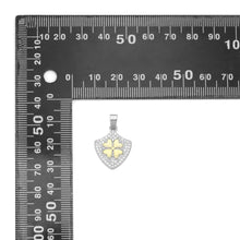 Load image into Gallery viewer, Dual Color CZ Gold Flower On Shield Charm Pendant, Sku#LX748