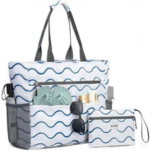 Load image into Gallery viewer, Large Waterproof Beach Tote Bag – Foldable, Sandproof &amp; Lightweight for Travel