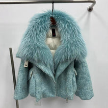 Load image into Gallery viewer, Womens Down Jacket With A Luxurious Cashmere Fur And Raccoon-Fur Collar