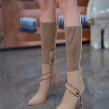 Load image into Gallery viewer, Women's Over-the-Knee Stiletto Boots | Stretchy Knit Pointed Toe Side Zipper