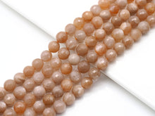 Load image into Gallery viewer, Genuine Peach Moonstone Round Faceted Beads, Sku#U1398