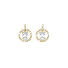 Load image into Gallery viewer, Gold Clear Rectangle CZ On Round Ring Charm, Sku#LX273