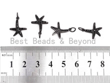 Load image into Gallery viewer, Black CZ Pave On Black Micro Pave Starfish Charm Beads, 13x16mm, sku#F389