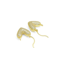 Load image into Gallery viewer, Puffy CZ V Shape Huggie  Earrings, Sku#LD555