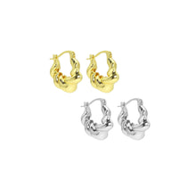 Load image into Gallery viewer, Gold Silver Twisted Oval Geometry Huggie Earrings, Sku#A217