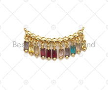 Load image into Gallery viewer, Rainbow CZ Star Bagette CZ Dangle Connector, Princess Cut Dangle,  Star Rectangle Shape Necklace Pendant, 13x36mm, sku#JL01