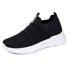 Load image into Gallery viewer, Women's Breathable Flyknit Slip-On Casual Shoes | Lightweight Mesh Striped Sneakers | Sarah Express