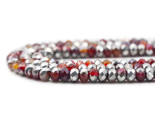 Load image into Gallery viewer, Half Silver Plated Natural Orange Red Banded Agate Rondelle Faceted Beads,Sku#UA271